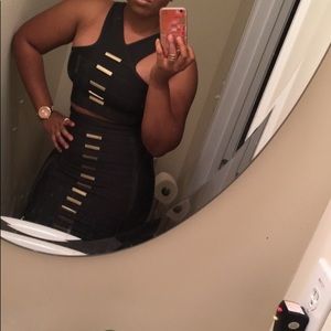 2 Piece Bandage Set with gold metal accent